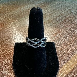Elegant Silver Braided Women's Ring